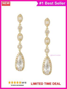 Crystal Chandelier Dangle Drop Earrings Cubic Zirconia Silver Plated